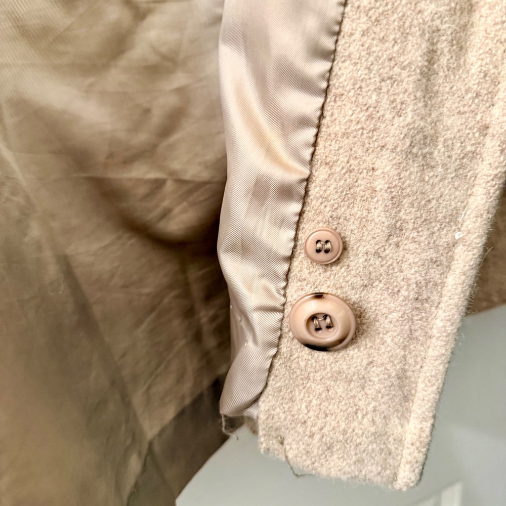 VTG Sears The Fashion Place Women's M Tan Tweed Wool Blend Button Front Coat 70s - Picture 12 of 12
